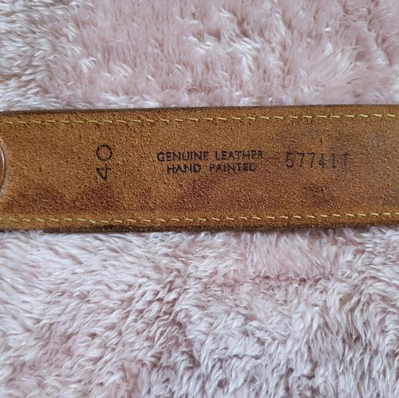 Genuine Leather Vintage Eagle Calla Lily Brown‎ Belt Size 40 - Picture 5 of 5